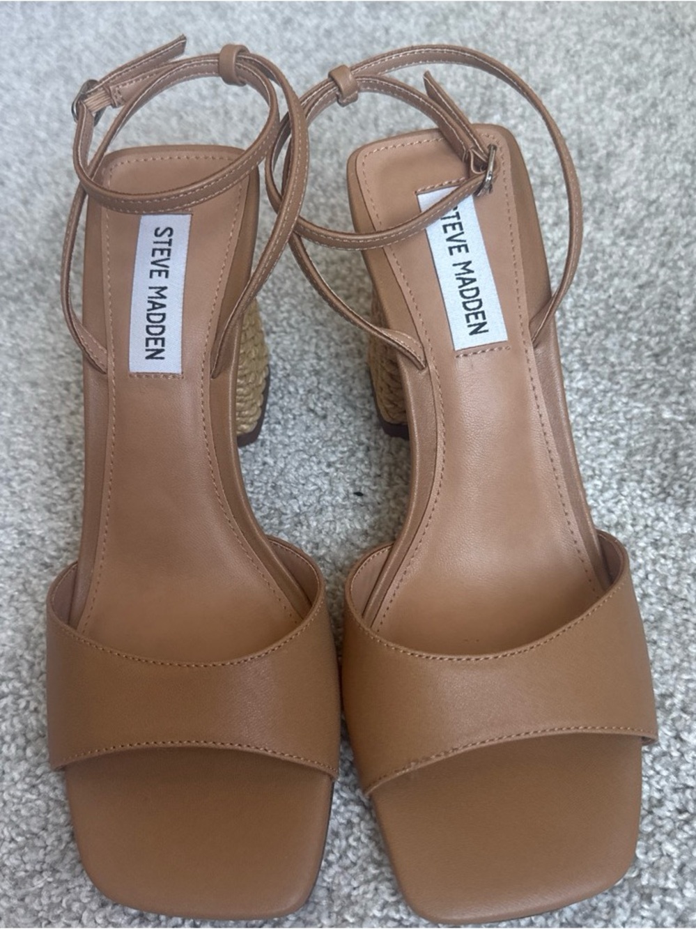 Steve Madden Brown Tan Strappy Wedge Sandals